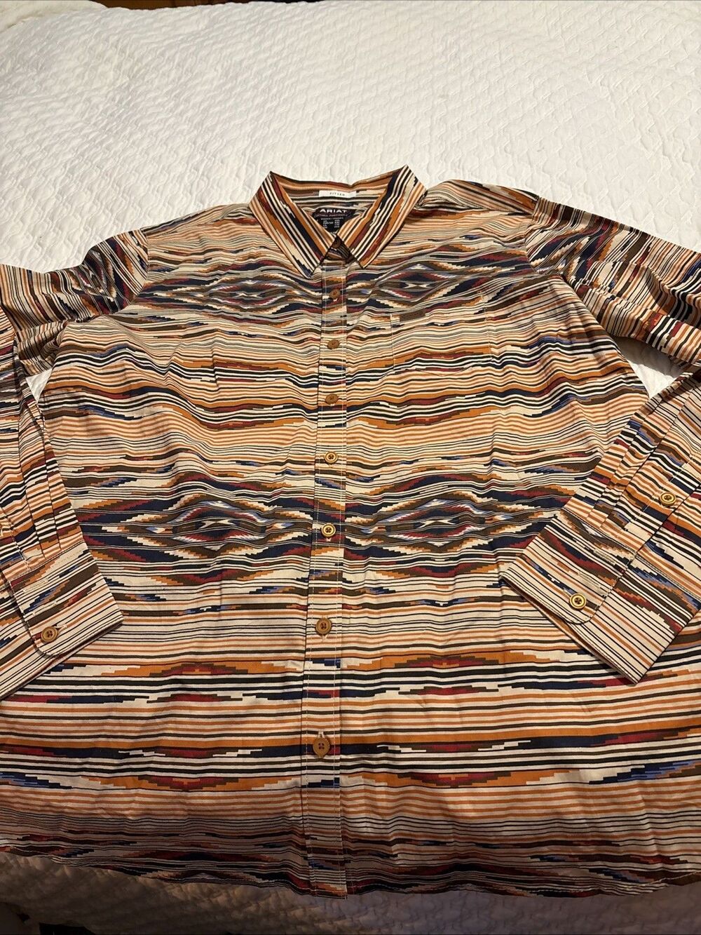 ARIAT Team Stretch Shirt Womens 2XL Fitted Button Up Southwestern
